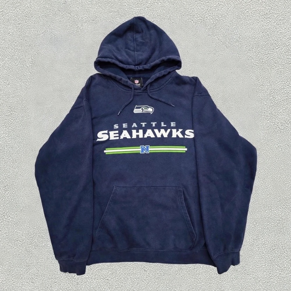 NFL Team Apparel Seattle Seahawks Hoodie Faded Navy Blue XL Pullover